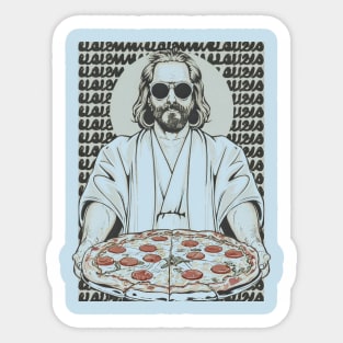 The big lebowski the dude with pizza Sticker